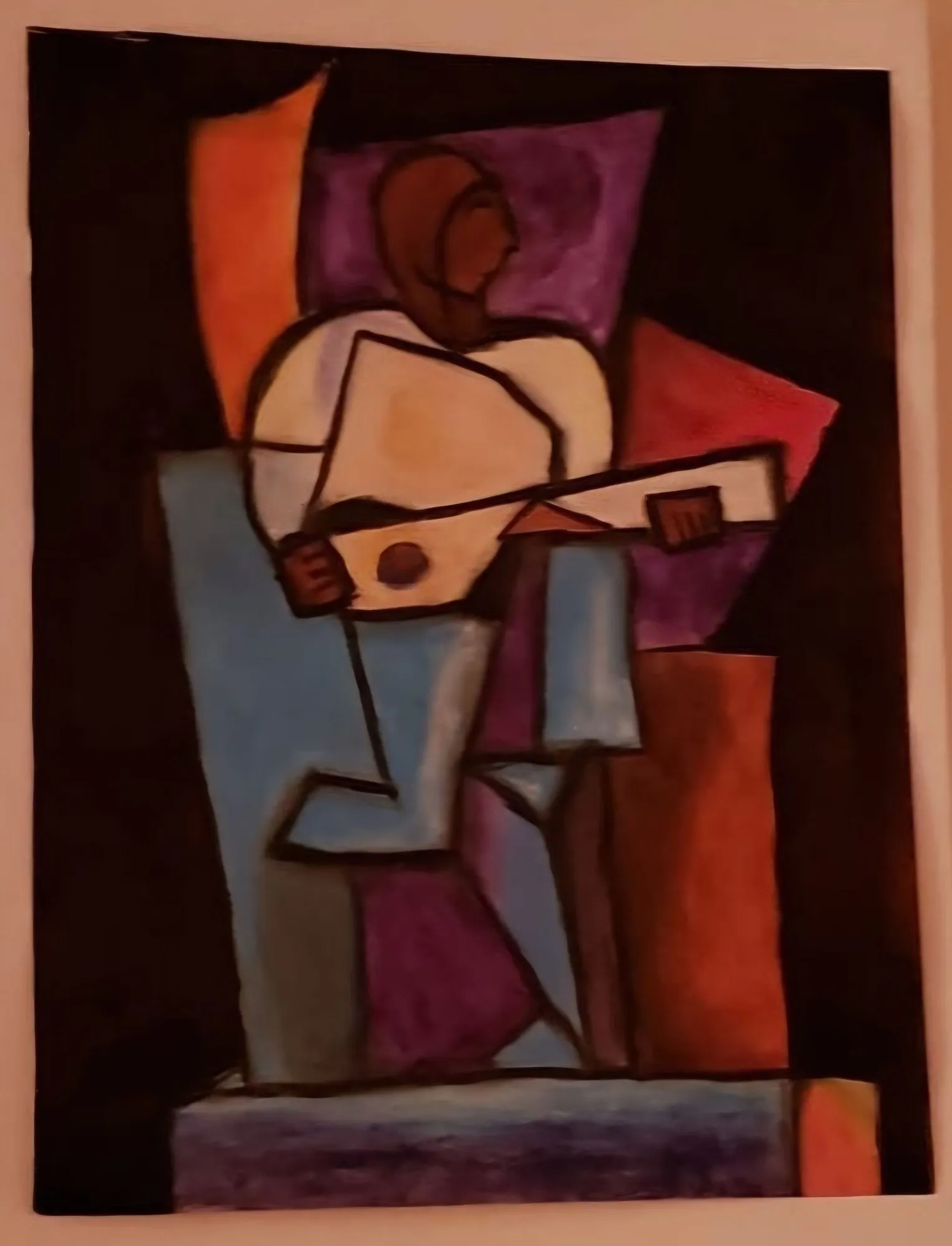 Cubist-style painting of a guitarist
